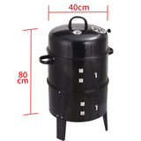 Vertical Charcoal Smoker with Built-In Thermometer BBQ Smoker Grill 2 Access Doors for Parties Camping Outdoor Cooking