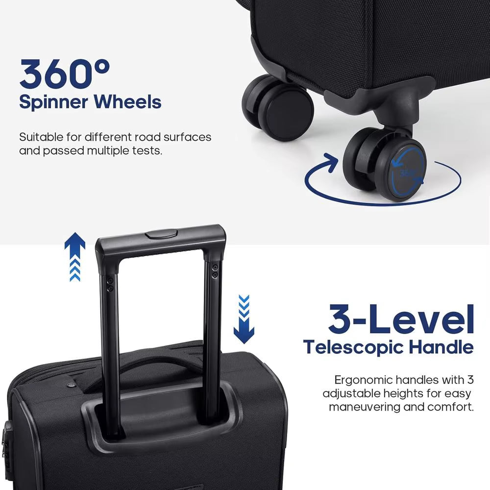 Expandable 22X14X9 Carry-On Luggage, 20 Inch Suitcase with Wheels & TSA Lock, Travel Bag Set with 4 Packing Cases for Men & Wome