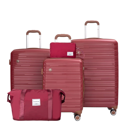 Luggage Sets 5 Piece,Suitcases with Double Spinner Wheels and TSA Lock,Hardcase 3 Set Luggage with Travel Duffle Bag