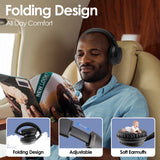 JH-820 Wireless Bluetooth Headphones, 60H Playtime,3 EQ Sound Modes,Newest Foldable Lightweight BT 5.4 for Travel Study