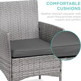 Best Choice Products 3-Piece Outdoor Wicker Conversation Bistro Set, Space Saving Patio Furniture for Garden W/Side Table - Gray