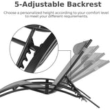 Aluminum Lounge Chair for outside with 5 Adjustable Positions+Table 3Pcs Chaise Outdoor for Pool, Garden,Beach,Camping,Backyard