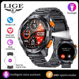 Sports Smart Watch Men LED Flashlight IP68 Waterproof Bluetooth Call Health Watches Voice Assistant Military Smartwatch Men