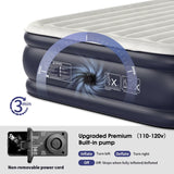 Queen Air Mattress with Built-In Pump, 18'' Inflatable Bed, Fast Self-Inflation in 3 Mins, Flocked Top for Home and Camping