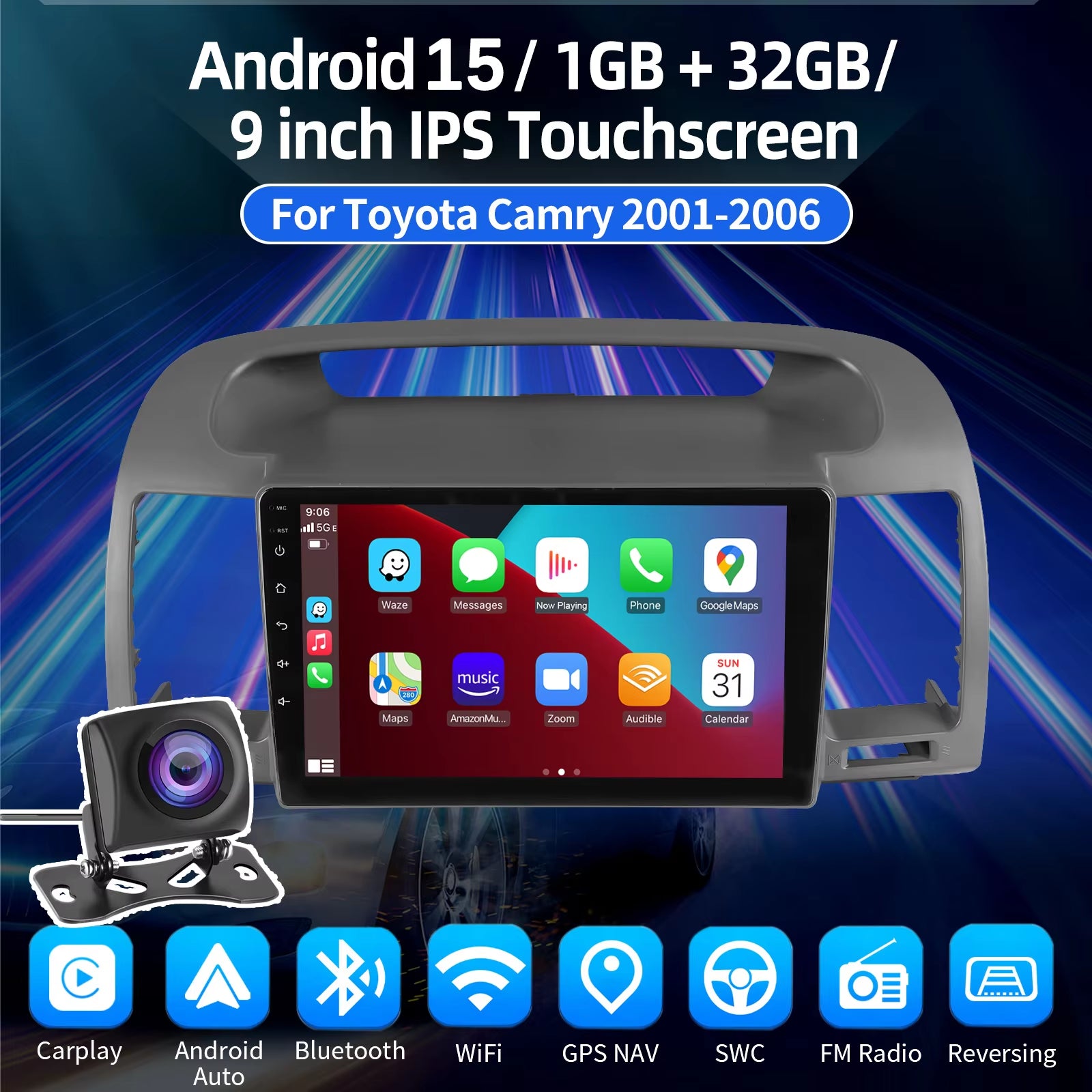 9" Android 15 Car Radio Stereo Player Wireless for Toyota Corolla E120 E130 2000 - 2007 Double 2Din GPS System Vehicle Autoradio