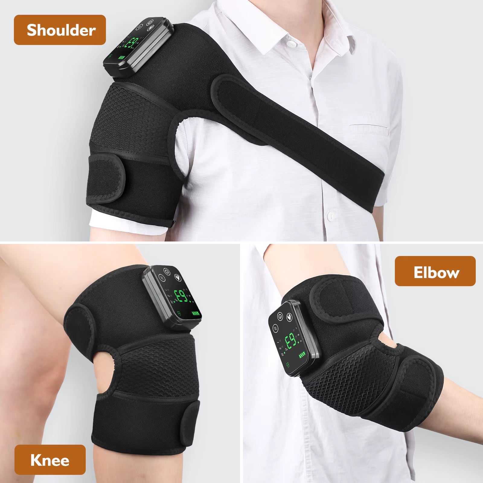 Eletric Heating Knee Massage Instrument Cordless Hot Compress Vibrator Knee Pad Joint for Elbow Leg Brace Care Muscle Relaxation