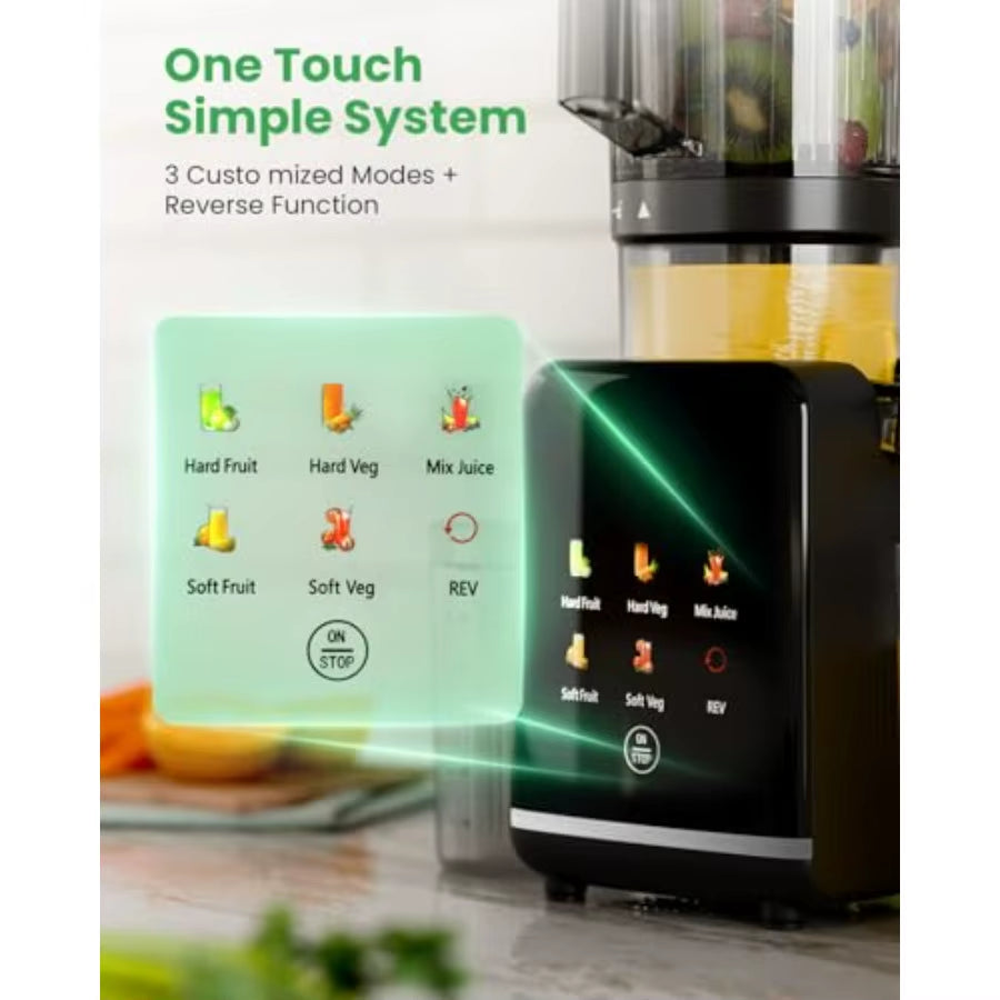 Kismile Cold Press Juicer Machine with 5 Modes ABS Housing HD Display 4.5 Wide Feed Chute Slow Juicer for Fruits Vegetables Qui