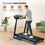 Auto Incline Treadmill with 400 Lbs Capacity - Foldable Running Machine for Home with APP, Voice Control and Speaker - 8.7 MPH