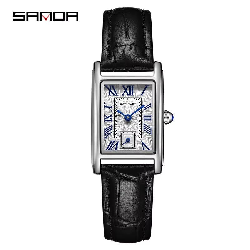 1116 New Fashion 2024 Elegant Design Rectangle Dial Water Resistant Quartz Movement Business Women Analog Wrist Watch