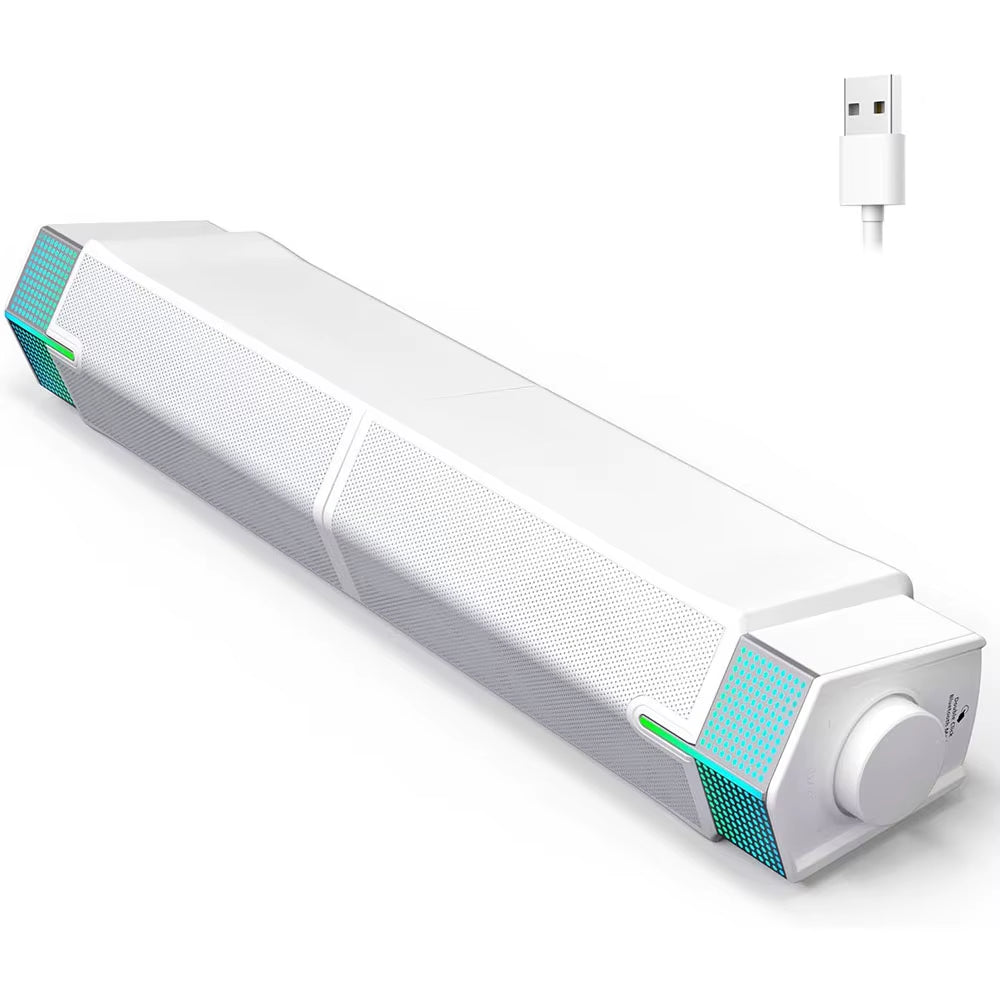 Bluetooth Computer Speakers for PC Desktop Monitor, Gaming PC Sound Bar-Wired Usb-Powered,Superb Stereo Sound,With LED Lighting