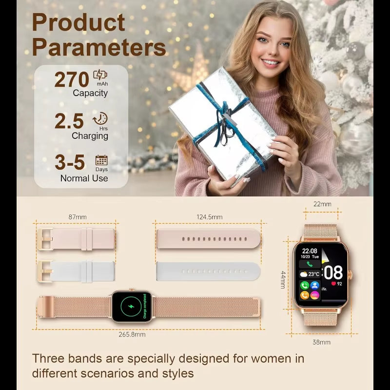 Smart Watch Fitness Tracker - Advanced Wireless Calling, Music Player, Health & Fitness Monitor with Heart Rate, Blood Oxygen