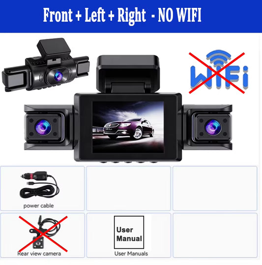 360° Car Dash Cam WIFI APP Video Recorder 1080P Car DVR 3/4 Lens Front inside Rotatable and Rear View Night Vision Black Box