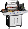 4 Led Burner Propane Gas Grill with Side Burner & & Visual Glass, Stainless Steel Gas Grill with Enameled Cast Iron Grates