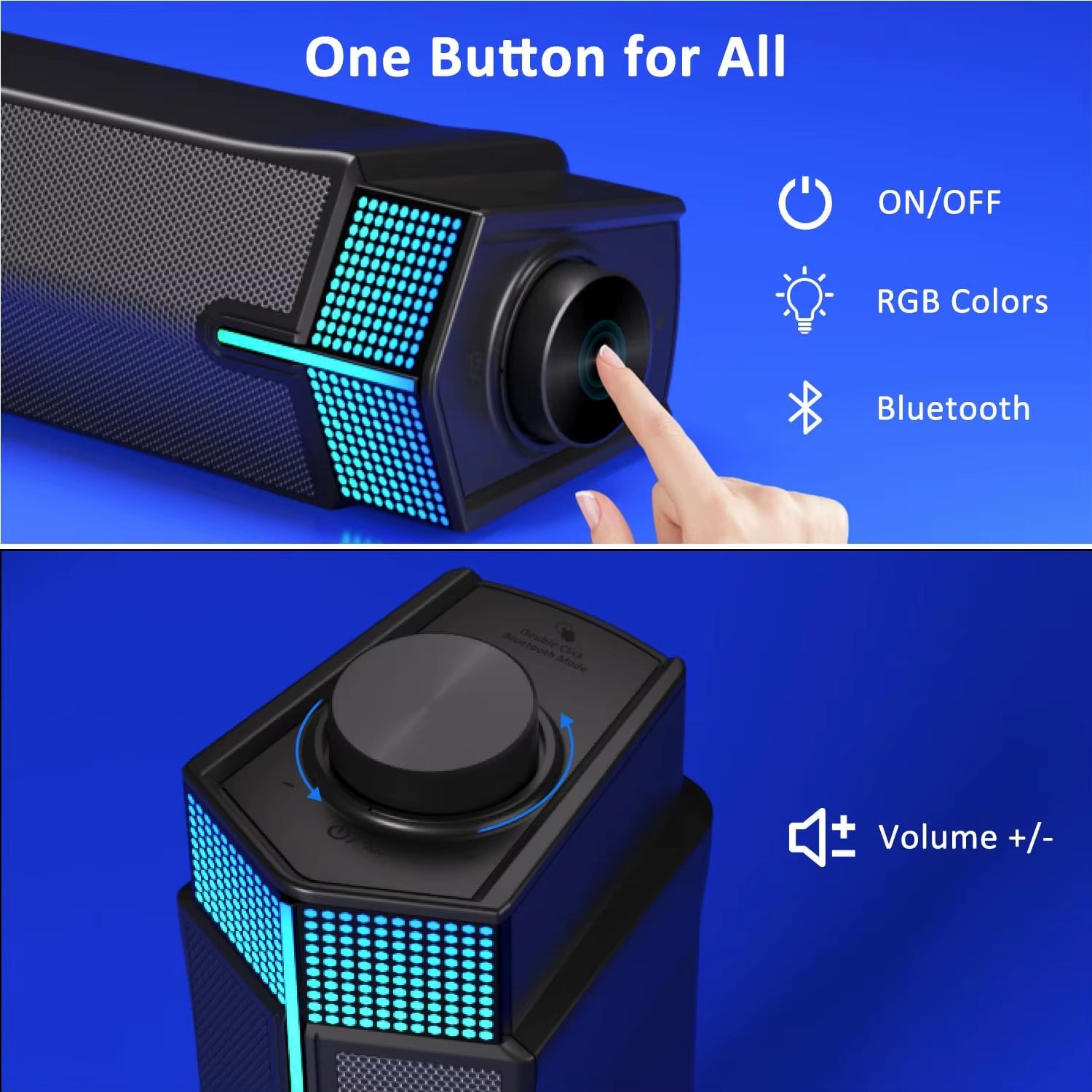 Bluetooth Computer Speakers for PC Desktop Monitor, Gaming PC Sound Bar-Wired Usb-Powered,Superb Stereo Sound,With LED Lighting