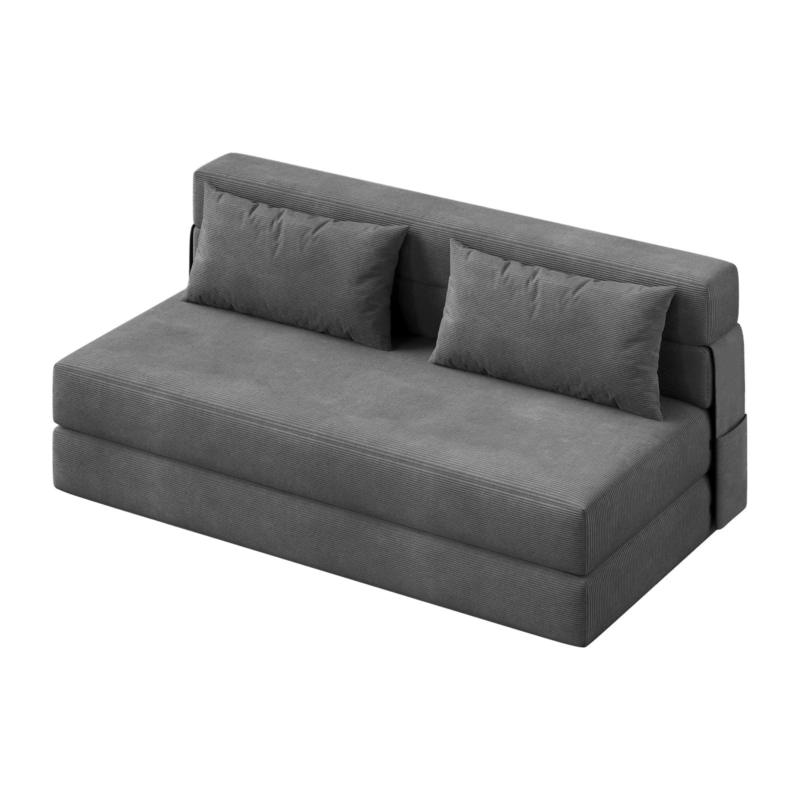 4-In-1 Folding Sofa Bed Convertible Sleeper Soft Corduroy Loveseat Couch with Pillow Space-Saving Fold Out Chair Bed for Room