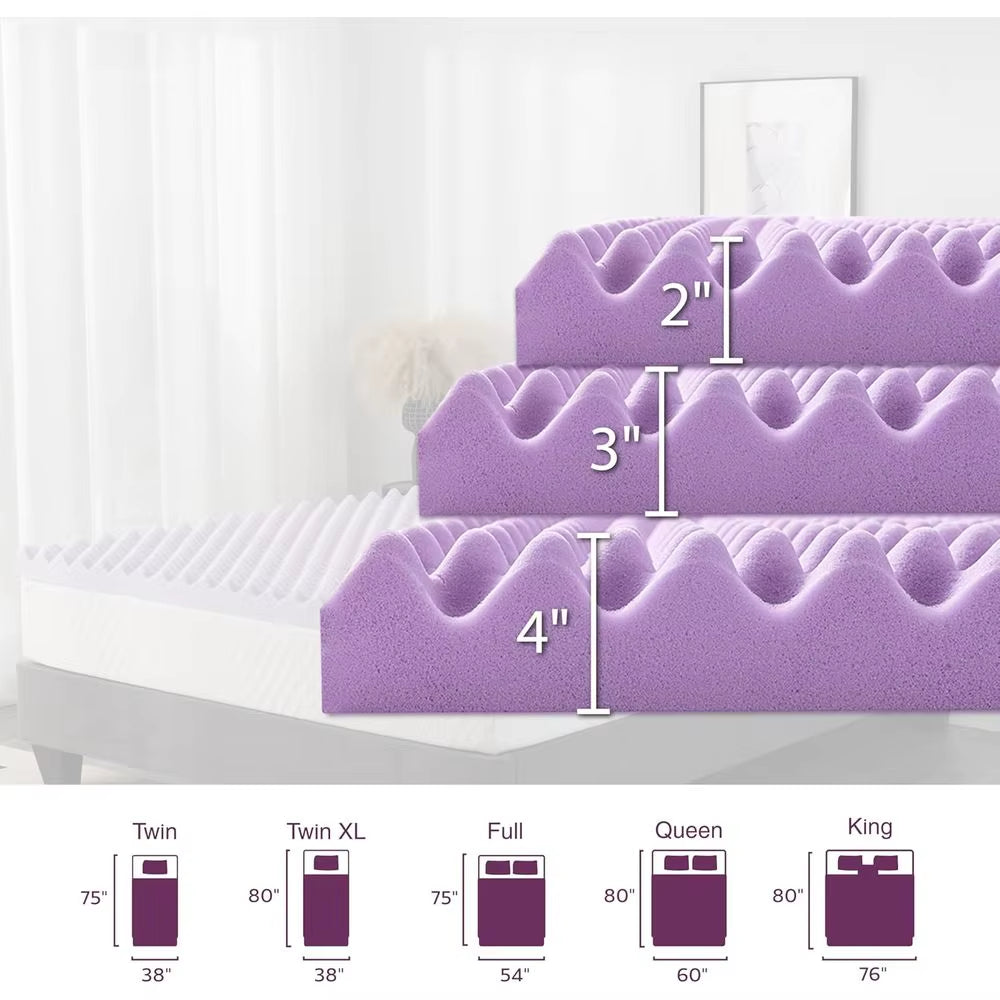 3 Inch Queen Size Memory Foam Mattress Topper with Lavender Scent and Pure Relief, 60X80
