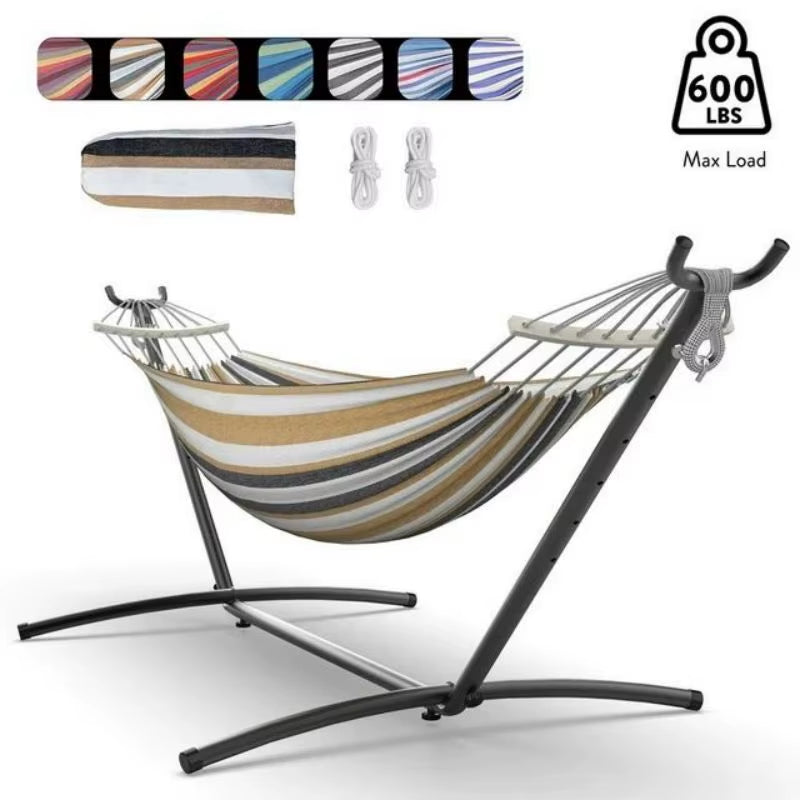 Hammock with Adjustable Stand- Stylish Hammock Bed W/Storage Bag, 600Lb Capacity