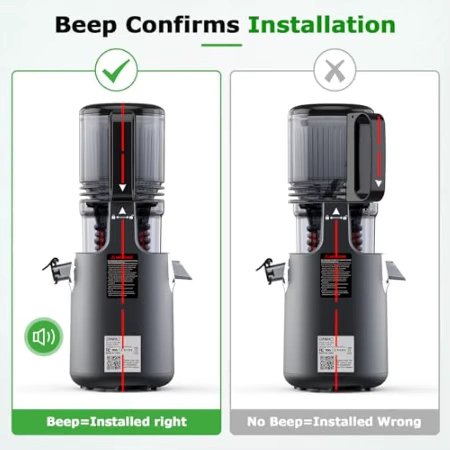 Cold Press Juicer Machine with 5.1 Wide Feed Chute for Whole Fruits and Vegetables Slow Masticating Easy to Clean High Juice Yi