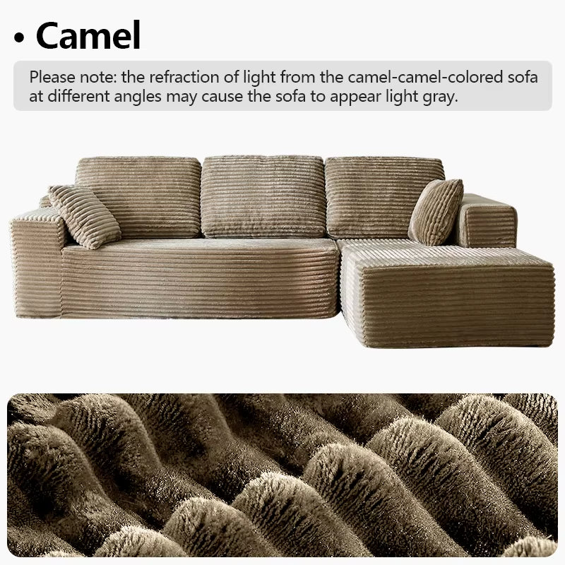 Oversized L Shaped Couch with Chaise, Minimalist Compressed Boneless Couch No Assembly Required, Modular Cloud Sectional Sofa Fo
