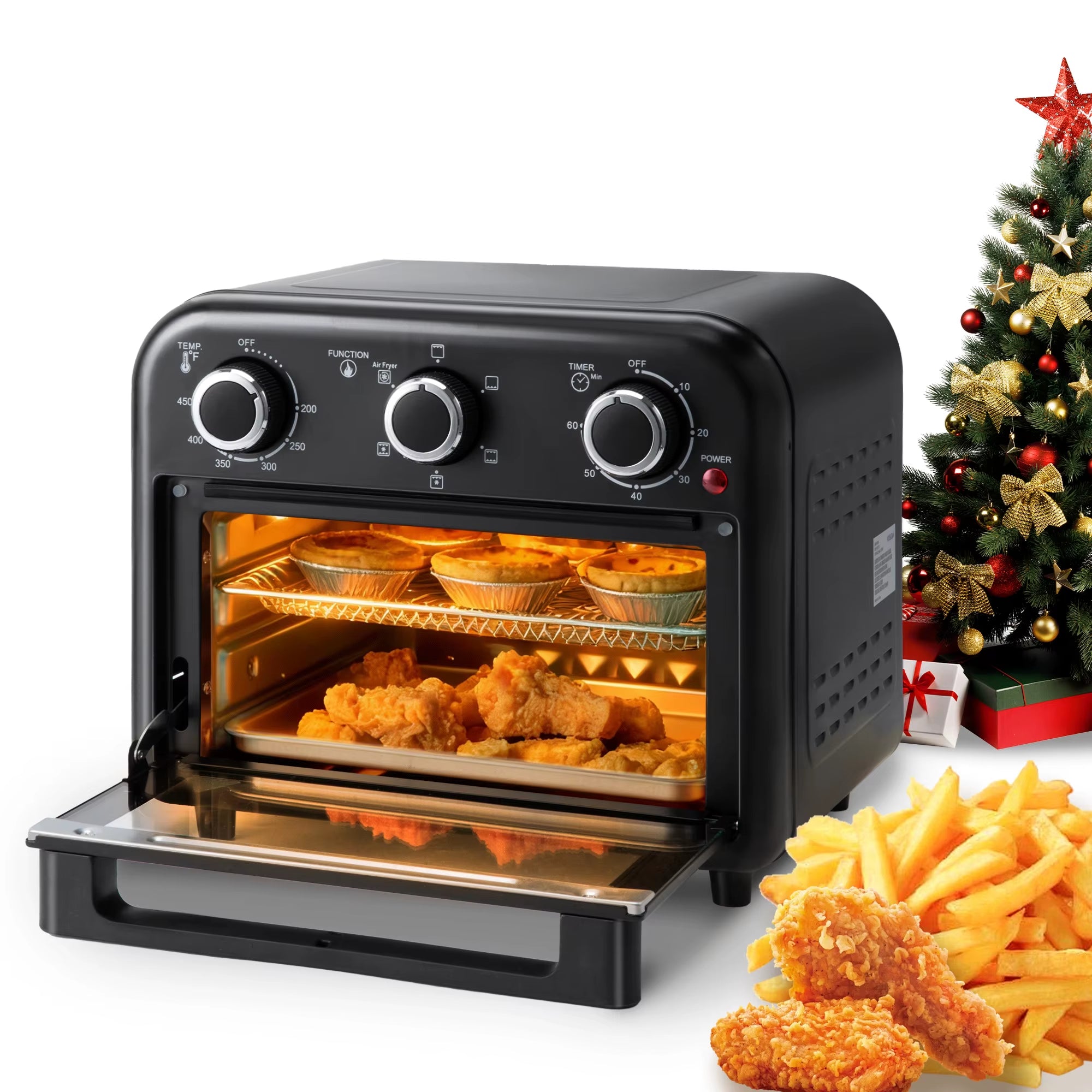 1300W 6-In-1 Air Fryer Toaster Oven, 13QT Convection Oven for Baking & Air Frying, Stainless Steel