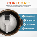 6-Cup Uncooked /12-Cup (Cooked) Slow Cook Rice Cooker with Lift-Out Pot Handles and Silicone Storage Lid Pfas-Free Ceramic Coat