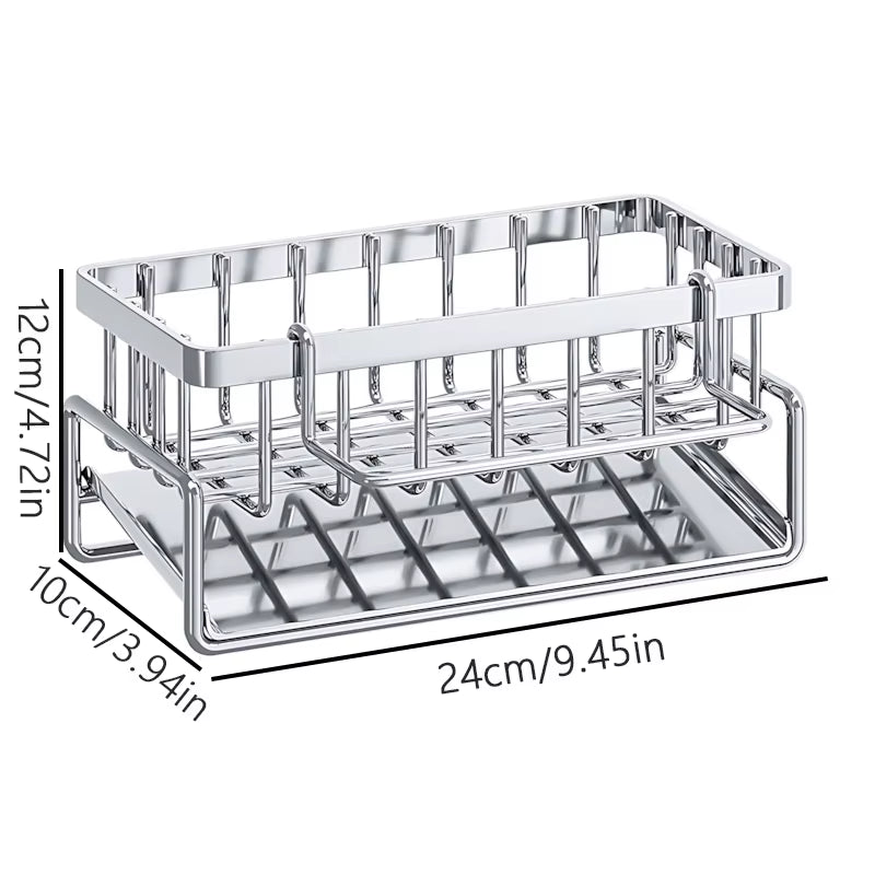 Over-Sink Kitchen Organizer - Sponge Holder & Drying Rack with Faucet Mount, Space-Saving Storage for Sponges and Brushes