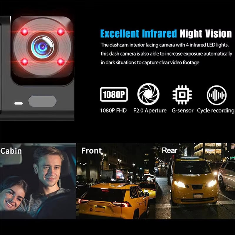 3Channel Car DVR 1080P WIFI APP Dash Cam for Cars Video Recorder Dual Len Car Recording Camera Rear View Camera Car Accessory