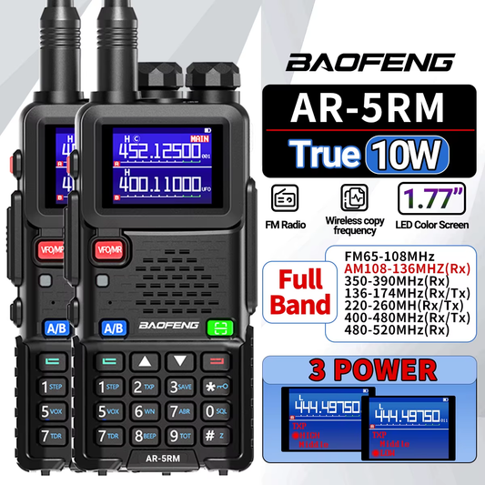 2PCS  AR-5RM Multi Band Walkie Talkie Air Band 10W Wireless Copy Frequency 999CH 2500Mah UV-5RH Long Range Ham Radio