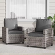 2 Pieces Patio Furniture Set, Outdoor Wicker Chairs of 2, All Weather High Back Rattan Chairs 2-Seater with Comfy Cushions