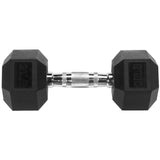 20Lb Black Rubber Encased Hex Dumbbell Single, Non-Roll Design for Home Gym Strength Training & Weightlifting