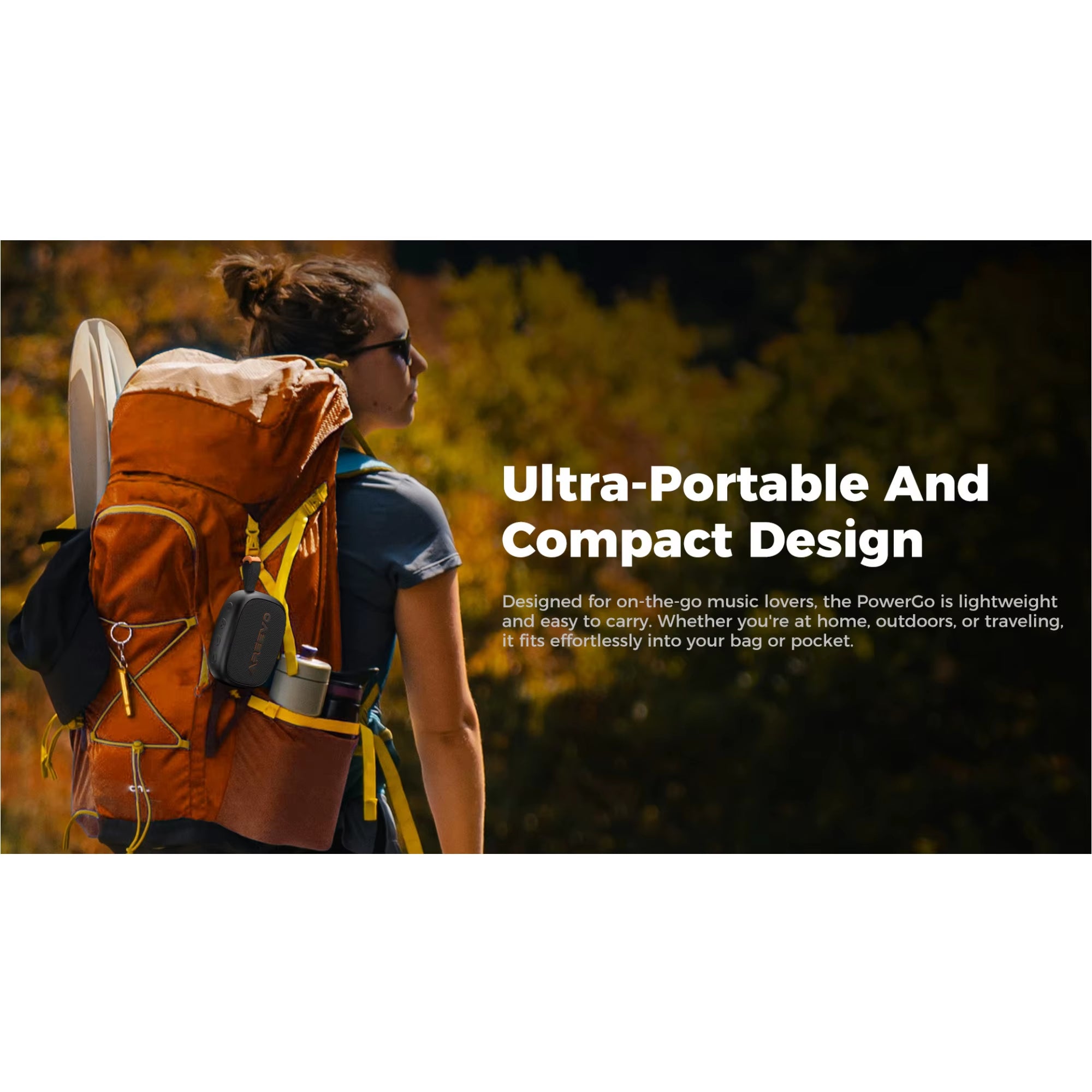 Powergo Wireless Speaker, IP67 Waterproof, Sound with Punchy Bass Bluetooth 5.3 24H Playtime Dual-Speaker Portable Stereo