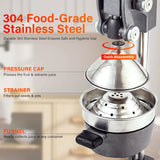 Manual Cast Iron Juicer, Commercial Lemon Squeezer for Lemons, Oranges, Grapefruits. Easy Clean Gray.