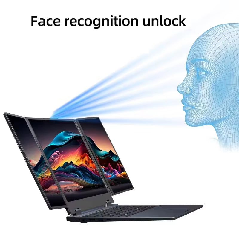 GLF-3P Triple Screen Gaming Laptop 16+10.5+10.5‘’ Touchpad  Core I7 Computer 1260P 64GB RAM 2TB Fingerprint+Face Laptops