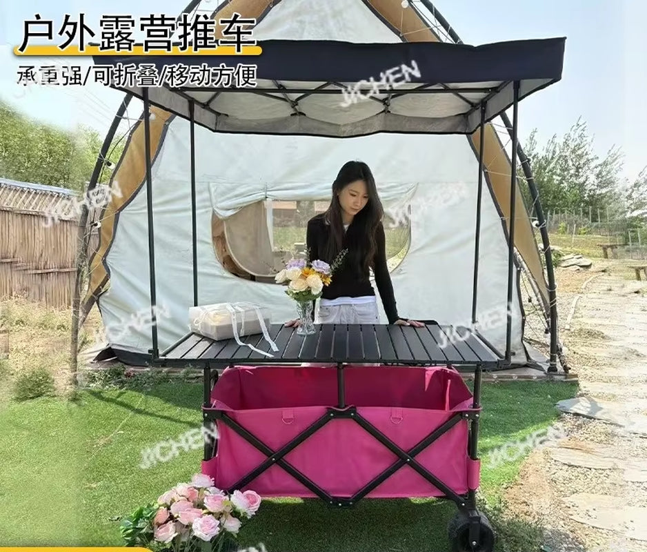 Hscamper Outdoor Stall with Table Board Stall Car Travel Portable Storage Cart Internet Celebrity Camper Stall Large