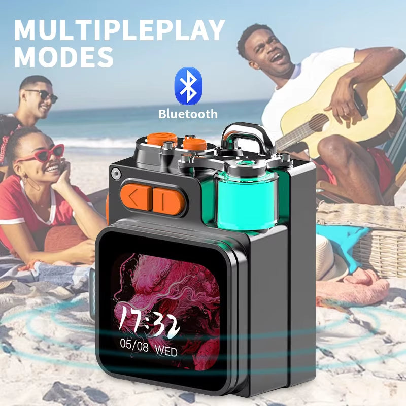 Mini Speaker Smart Wireless Audio Equipment with Touchscreen & HD Sound & LED Lights Bluetooth5.4 for Home Outdoor Party Camping