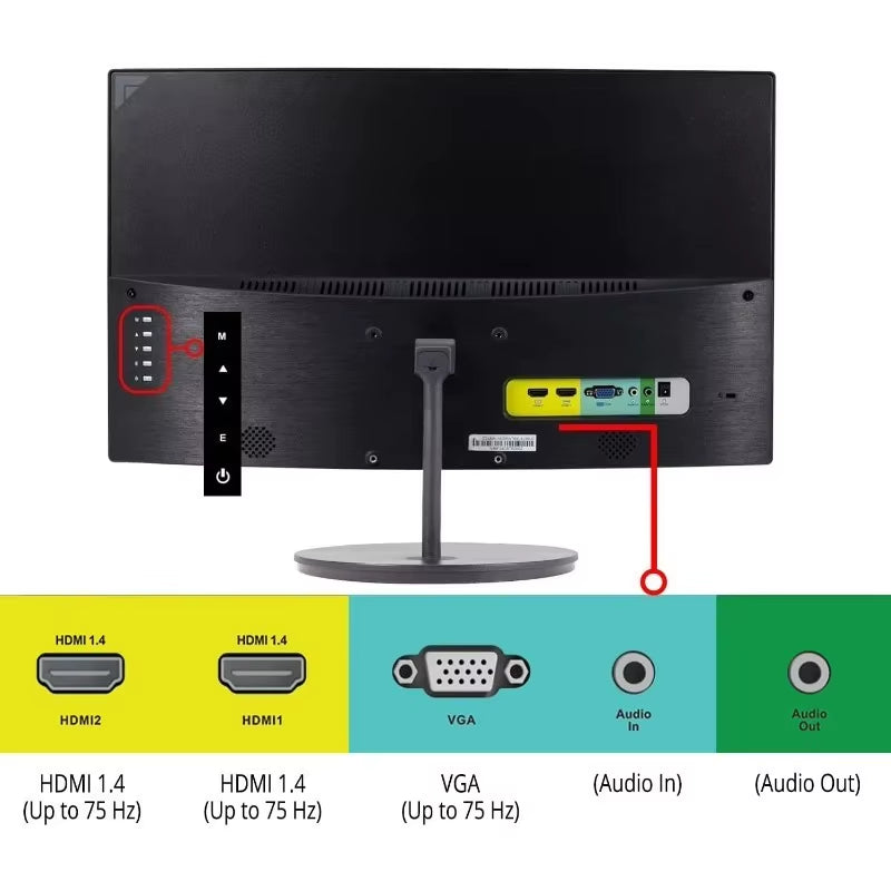 Outdoor Furniture Curved 27" FHD 1080P 75Hz LED Monitor VGA Build-In Speakers, EDGE-LESS Metal Black 2019 (C275W-1920Rn)-Hot