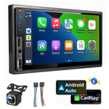 7 Inch HD Touchscreen Car Stereo 2 Din Car Video Player Carplay Android Auto with Bluetooth Rear View Camera USB AUX TF