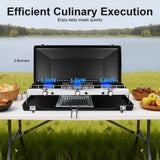Portable Camping Stove 3-Burner Gas Stove Outdoor Cooking Stove Propane Butane Campfire Grill