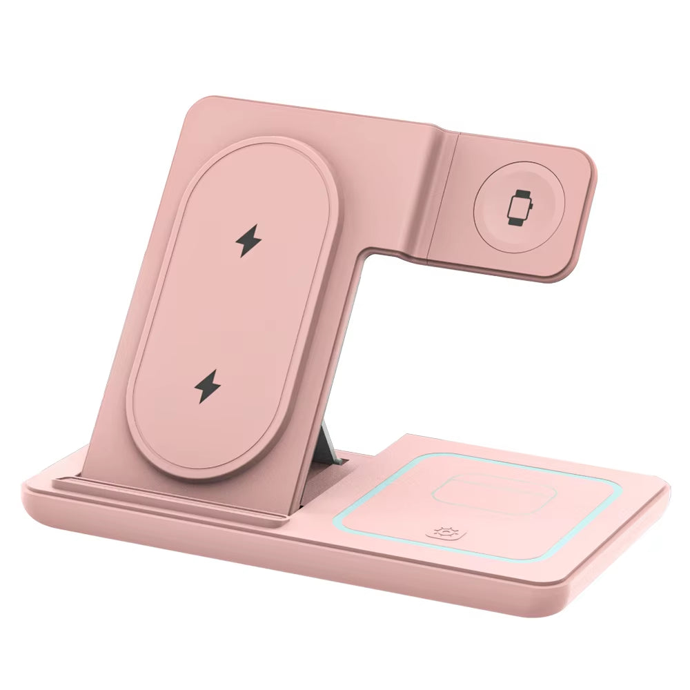 100W Foldable 3 in 1 Night Light Wireless Charger Stand for Iphone Apple Watch 2-8 SE Airpods Pro Fast Charging Station