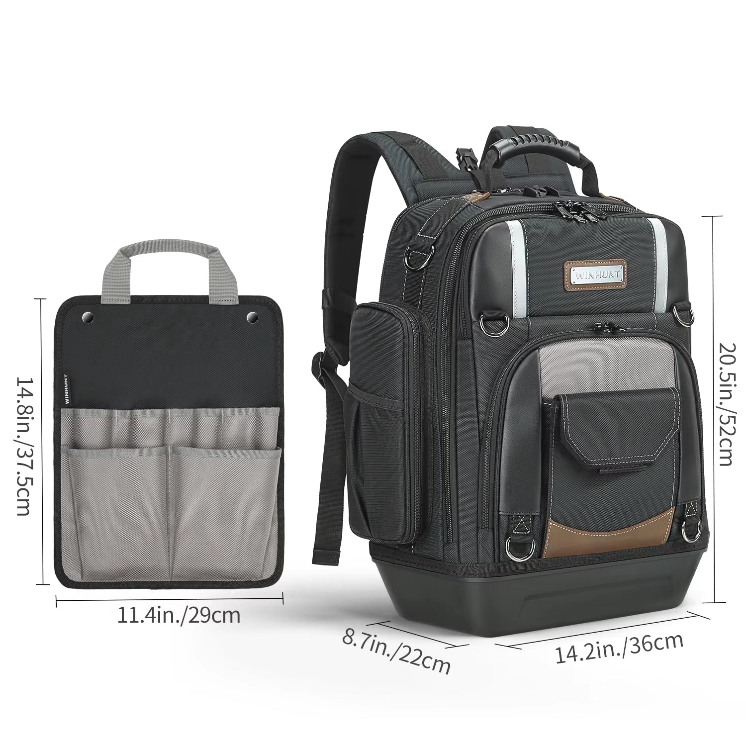 Professional Tool Backpack - Heavy-Duty Storage Bag with Multiple Compartments and Padded Straps in Black/Grey
