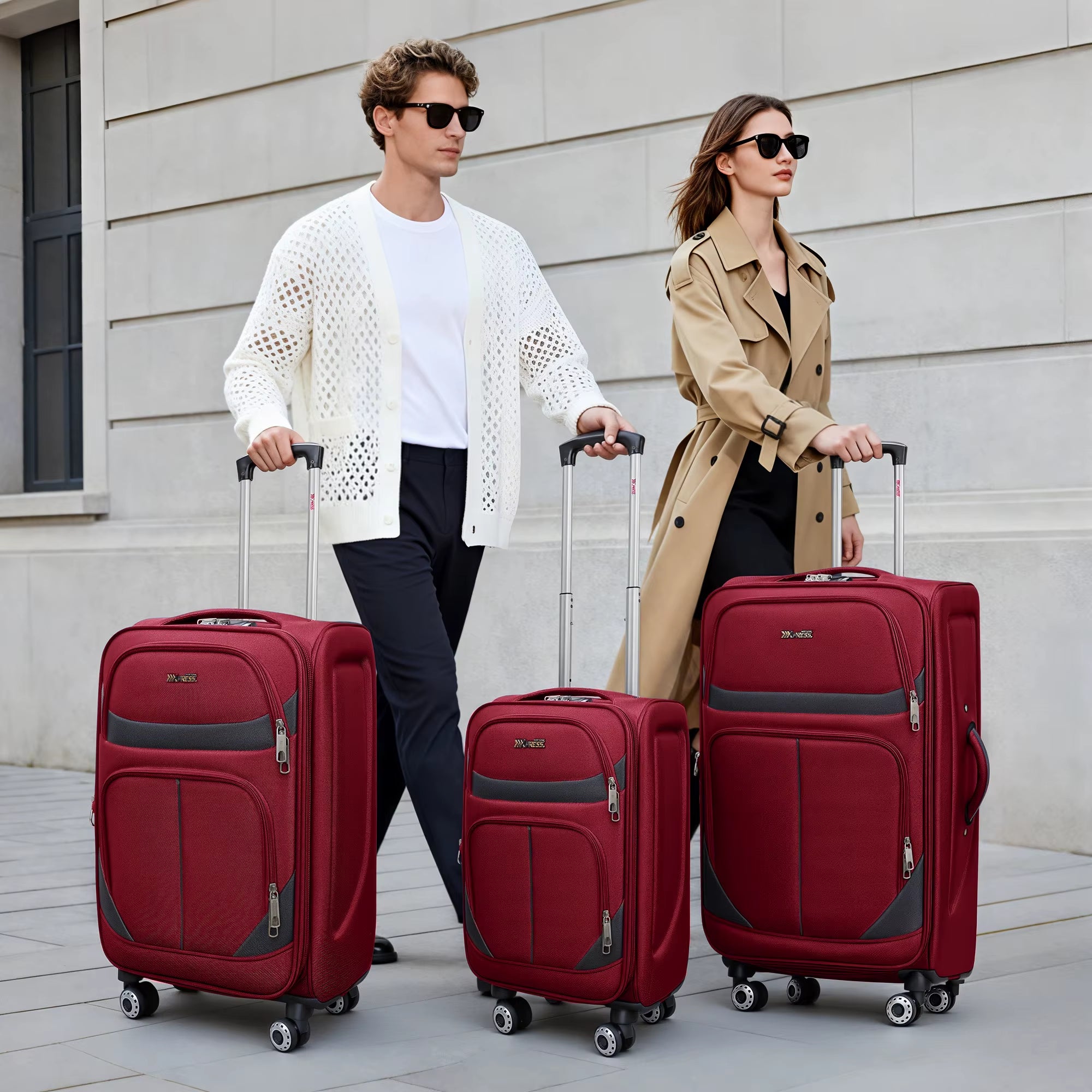 Softside Luggage Expandable 3 Piece Set Suitcase Upright Spinner Softshell Lightweight Luggage Travel Set 20Inch 24Inch 28Inch