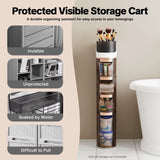 4-Drawer Slim Bathroom Storage Cart Mobile Freestanding PP Organizer White Tawny for Home Office Dorm