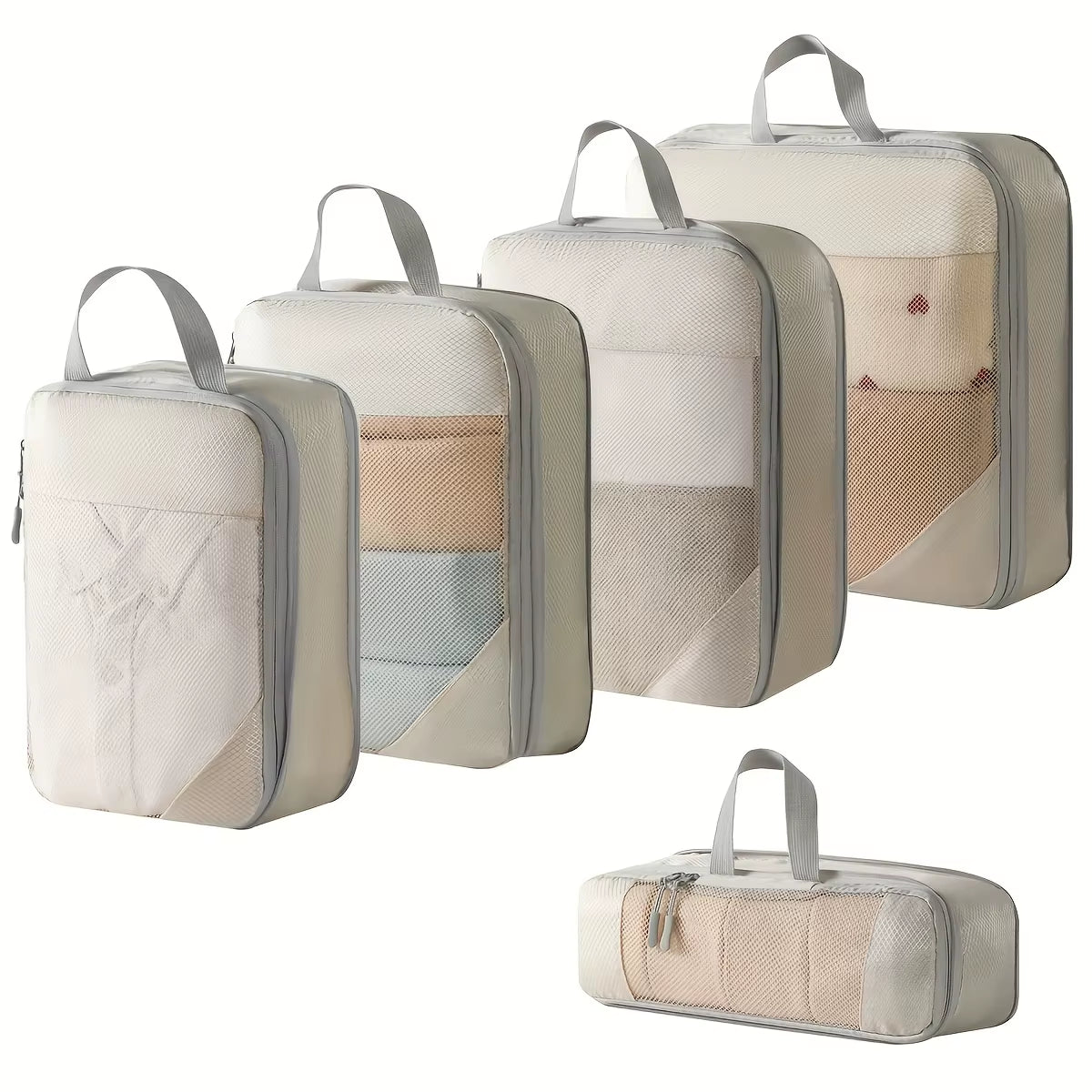3/5 Pcs Compression Packing Cubes Zipper Luggage Organizer Travel Essentials Carry-On Suitcase Storage | 24-Hour Shipping
