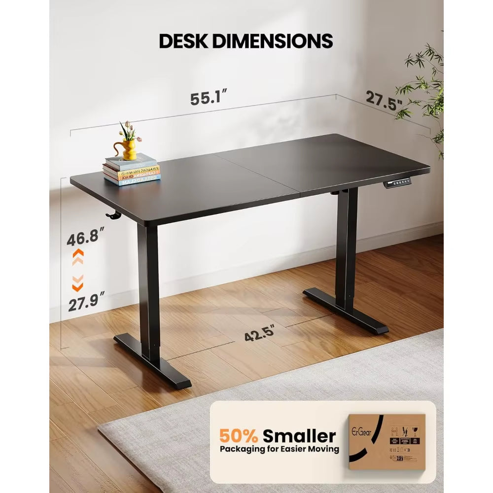 Ergear Adjustable Height Electric Desk, 55" x 28" Ergonomic Sit-Stand Home Office Computer Desk with 4 Memory Presets