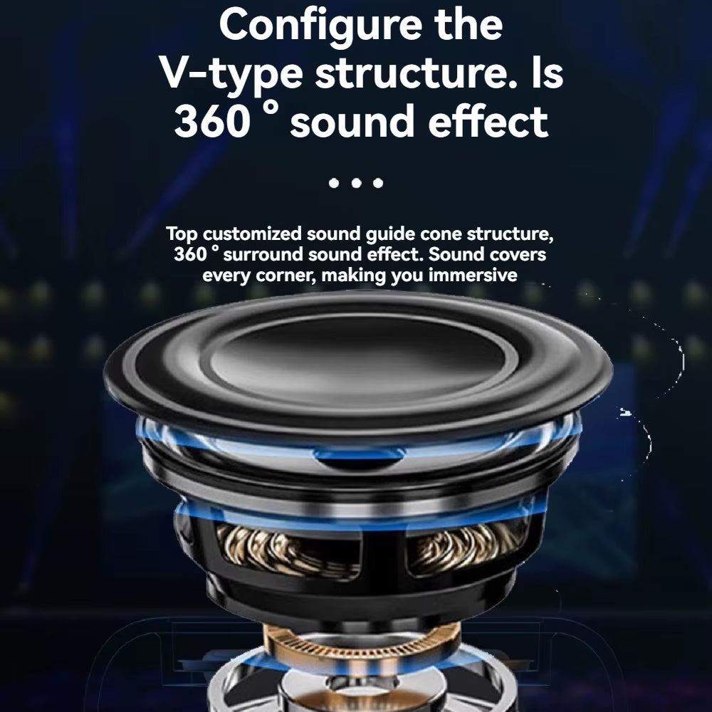 360° Mini Compactly TWS Wireless Bluetooth-Compatible Speaker Soundbar Loudspeaker LED Lights for Outdoor Activity/Home/Travel