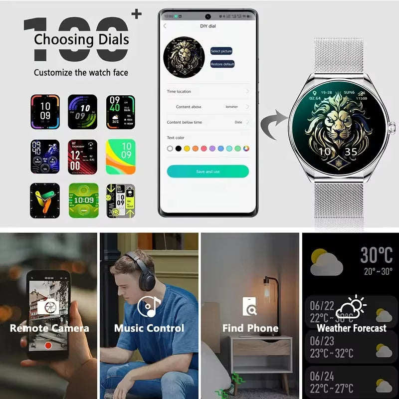 2025 New 1.43-Inch AMOLED 466*466 Screen Men and Women Bluetooth Call Sports Fitness Ultra-Thin Waterproof Smart Watch