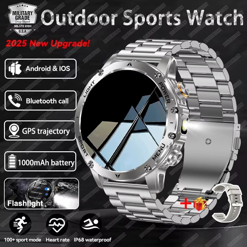 2025 Men 1.7-Inch AMOLED Screen Smart Watch 1000Mah Battery Heart Rate Bluetooth Call NFC GPS Tracker Sports Fitness Watches New
