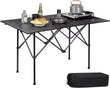 Roll up Camping Tables That Fold Up, Lightweight Portable Compact Metal Camp Table for Grill Outdoor Picnic, Black Long