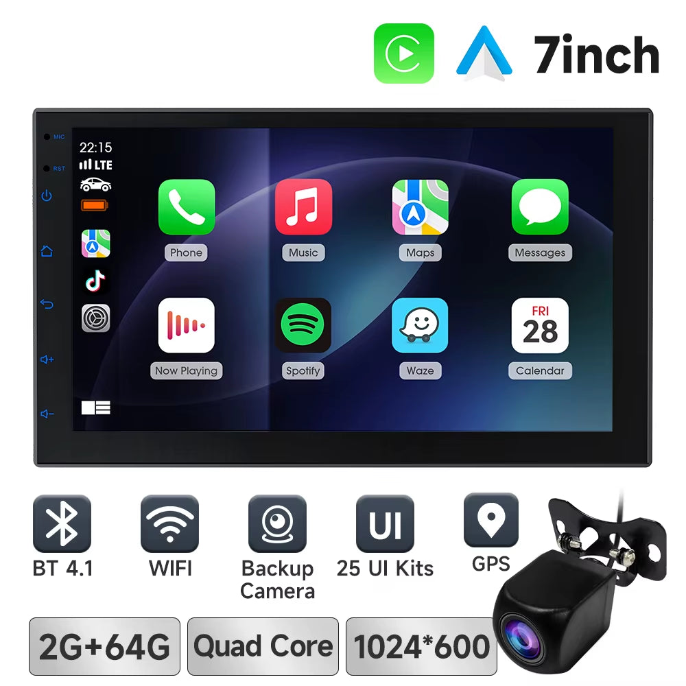 7 9 10 Inch 2Din Car Stereo with Wireless Carplay and Android Auto Car Radio with BT4.1 Backup Camera Mirror Link GPS Wifi FM AM