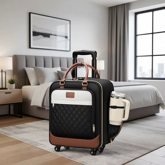 16 Inch Spinner Laptop Bag, Women'S Rolling Briefcase, Airline Approved Personal Item Travel Suitcase for Work and Travel